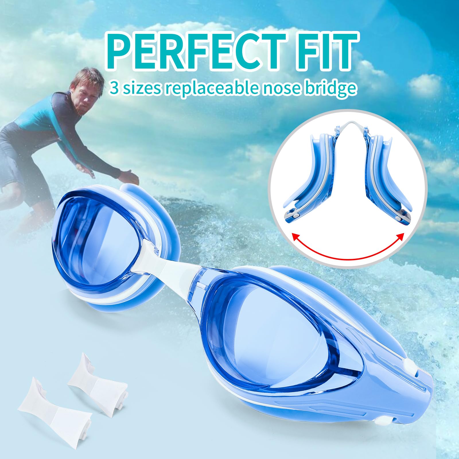 iGym Swim Goggles ShortSighted,Nearsighted Optical Swimming Goggles Anti-Fog UV Protection Adjustable Buckle For Women Men - Image 5