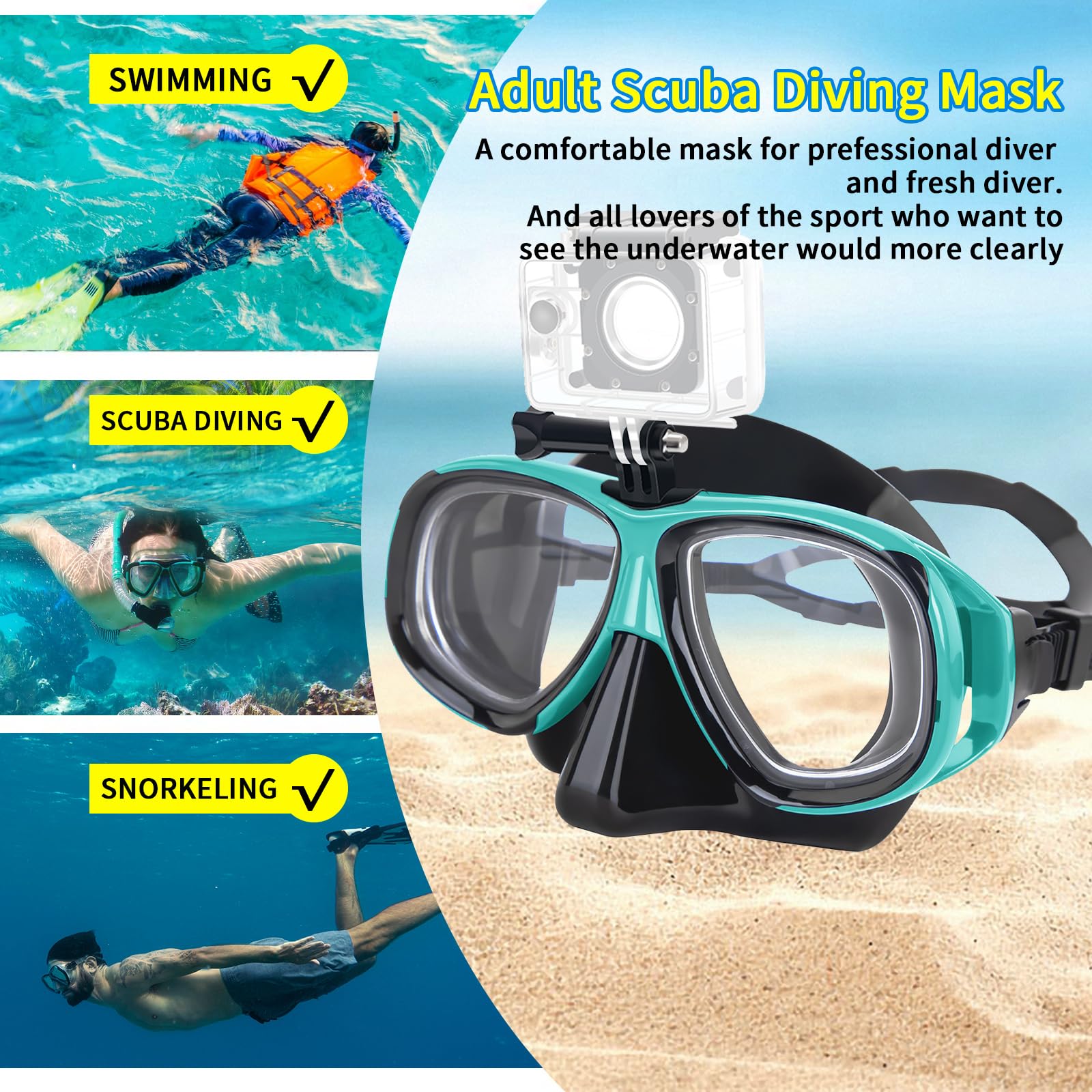 Nearsighted Snorkeling Gear for Adults Youth, Professional Shortsighted Full Dry Top Silicone Snorkel Set, Anti-Fog Diving Mask with Detachable Camera Mount for Scuba Diving, Spearfishing, Freediving - Image 6